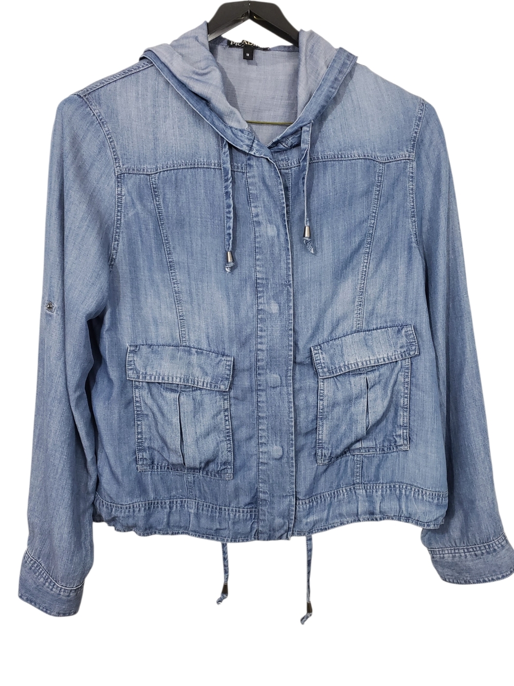 Picadilly Light-Wash Denim-Style Hooded Jacket Size Medium